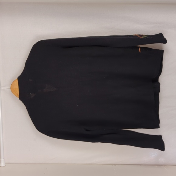 HEIRLOOM COLLECTION Women's Sequined Cardinal Black Zip Up Sweater - Picture 4 of 4